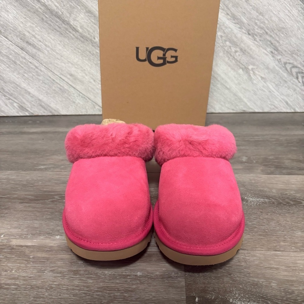 UGG | Cluggette Indoor Outdoor Sheepskin Slippers In Dark Peony Pink NEW - Picture 3 of 8